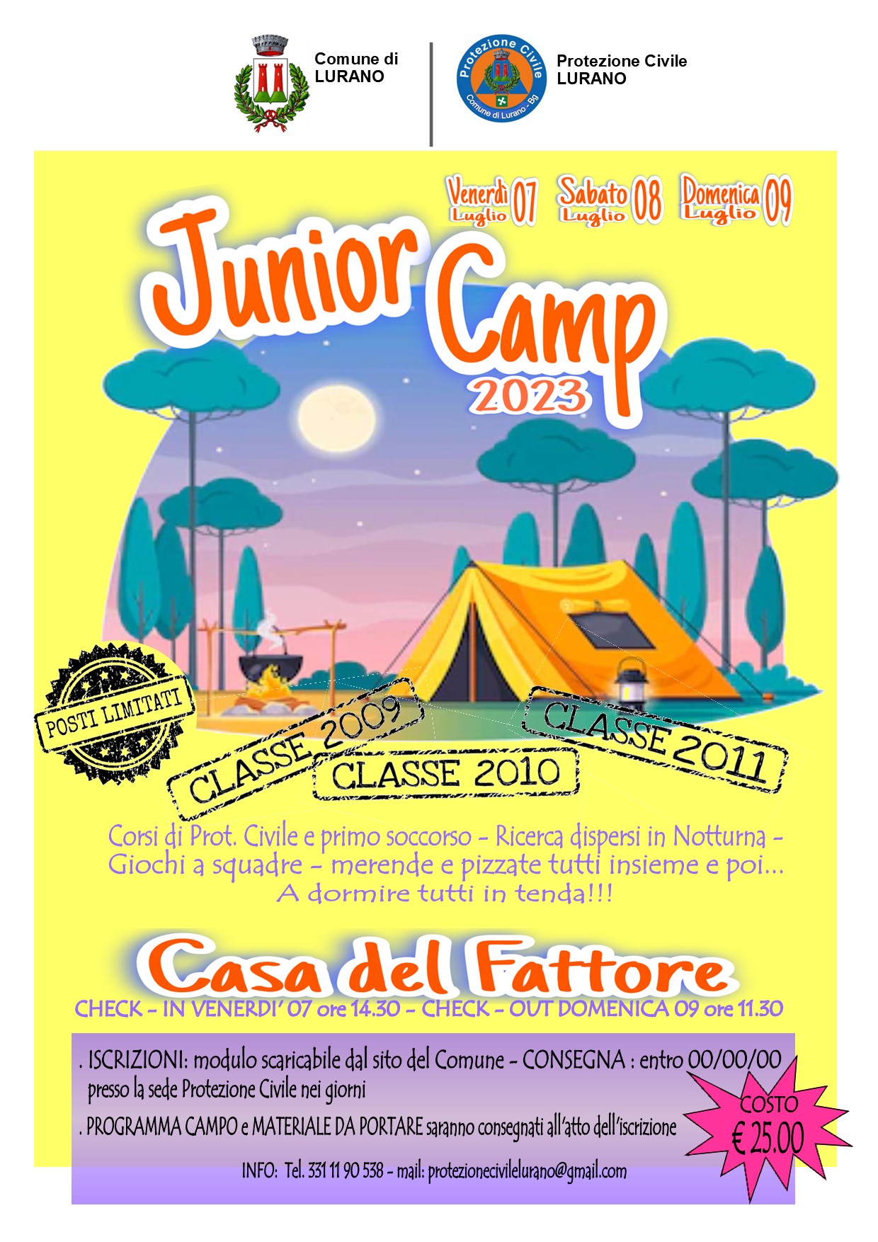 Campo scuola per RAGAZZI E RAGAZZE
di Prima, Seconda e Terza media
anno scolastico 2022/2023.
